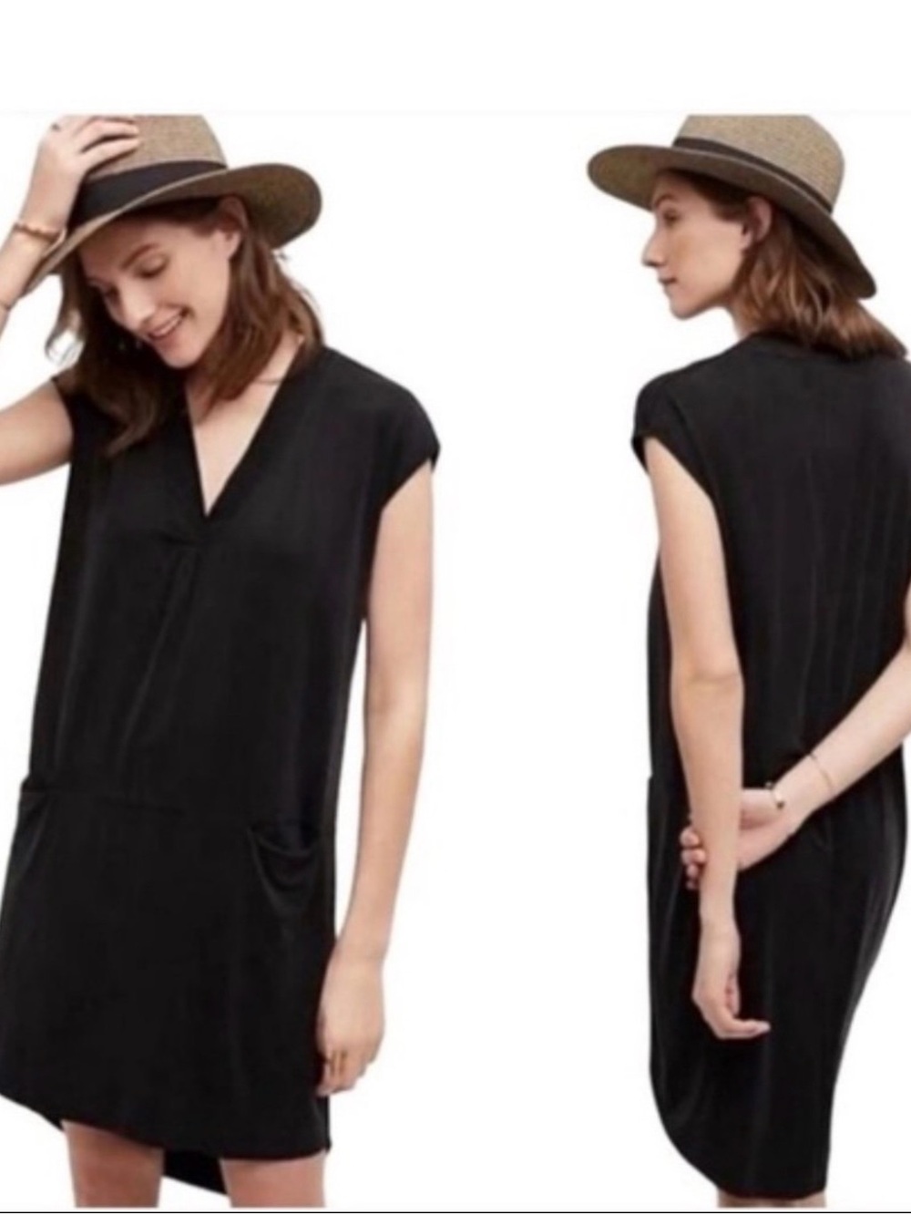 dolan Black V-Neck Cap Sleeve Cocoon Mini Dress